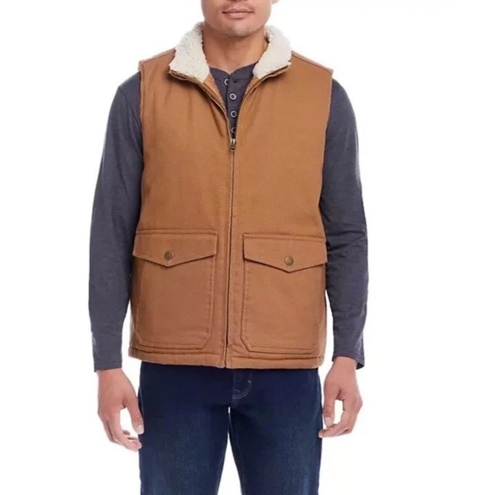 WP Weatherproof Men's‎ Workwear Vest Size L Harvest Tan/Natural Sherpa